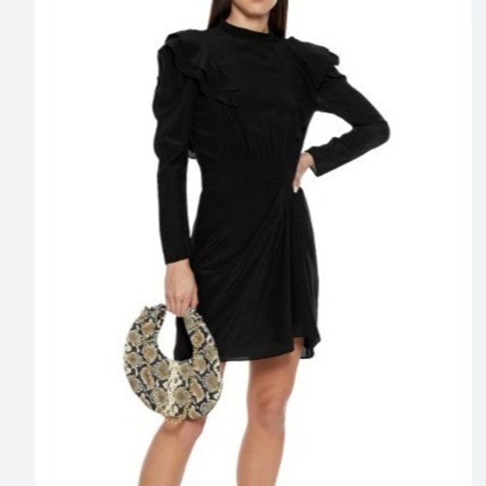 NEW Isabel Marant Etoile Yoana Silk Dress Black Party Capsule Minimalist Size 40